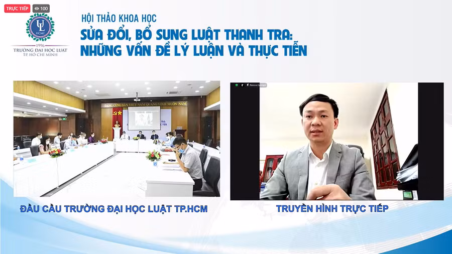 TS. Trần Văn Long – Phó Vụ trưởng Vụ Pháp chế, Thanh tra Chính phủ trao đổi, chia sẻ tại hội thảo