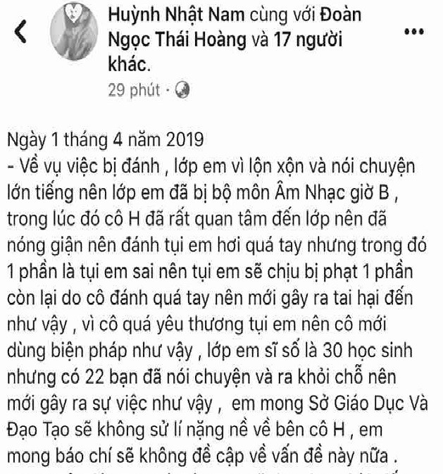 Nhiều học sinh lớp 8A1 cảm thấy hối lỗi vì đã không nghe lời cô dặn, dẫn đến sự việc đáng tiếc ngoài mong muốn