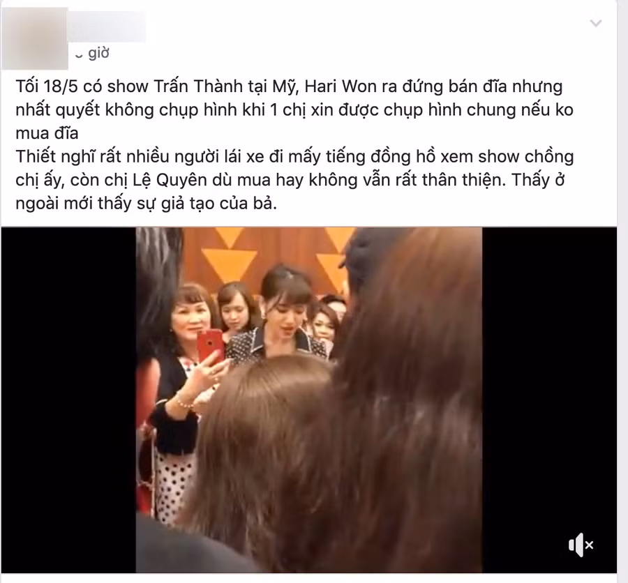 Bài đăng với nội dung "tố" nữ ca sĩ được đăng tải mới đây.