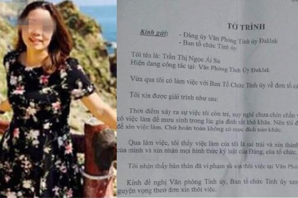 Trưởng phòng Quản Trị - Văn phòng Tỉnh ủy Đắk Lắk cùng bản tường trình thừa nhận việc xài bằng giả để thăng tiến.