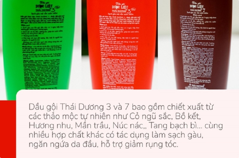 Dầu gội Thái Dương chiết xuất từ các thảo mộc tự nhiên.