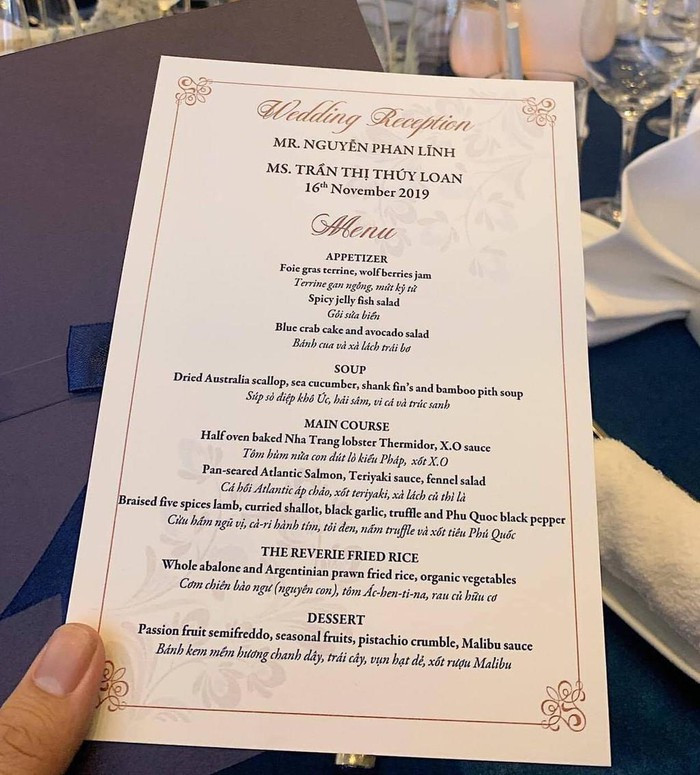 So thực đơn trong tiệc cưới của Cường Đô La, Trường Giang và sao Việt ảnh 1