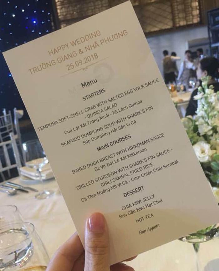 So thực đơn trong tiệc cưới của Cường Đô La, Trường Giang và sao Việt ảnh 9