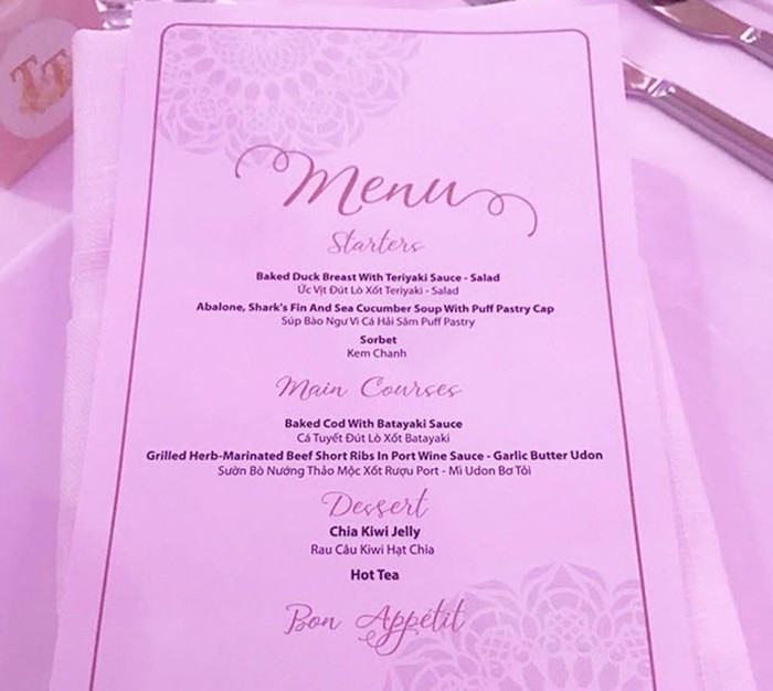 So thực đơn trong tiệc cưới của Cường Đô La, Trường Giang và sao Việt ảnh 15