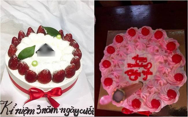 Nhìn hai chiếc bánh chẳng có điểm tương đồng mà khổ chủ ngán ngẩm không nói nên lời.