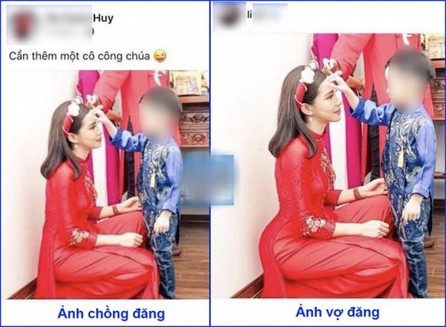 So sánh ảnh Huy DX đăng và ảnh Lưu Đê Ly đăng. 