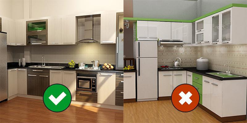 Không đặt bếp cạnh chậu rửa bát