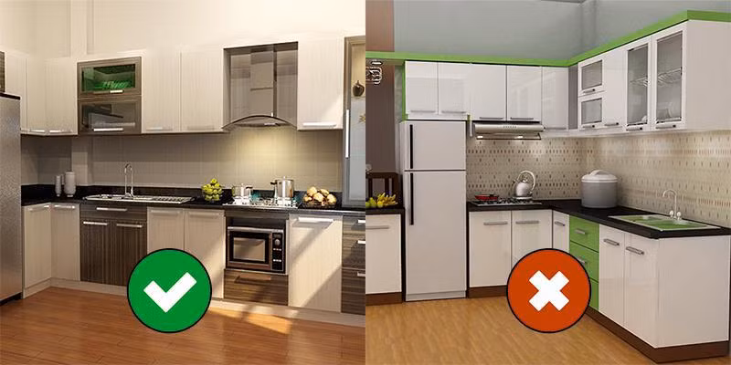 Không đặt bếp cạnh chậu rửa bát