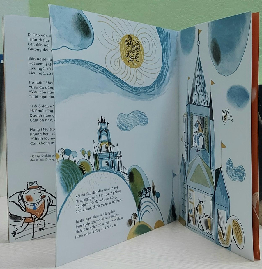 Sách tranh &quot;Phòng cho thuê&quot; được tác giả Leah Goldberg sáng tác dựa trên một câu chuyện dân gian Đông Âu. Ảnh: Bình Thanh