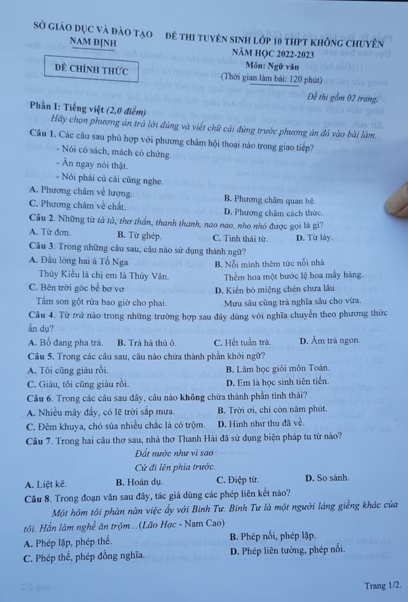 Nam Định: Thí sinh tâm đắc với đề thi môn Ngữ văn tuyển sinh lớp 10 ảnh 1