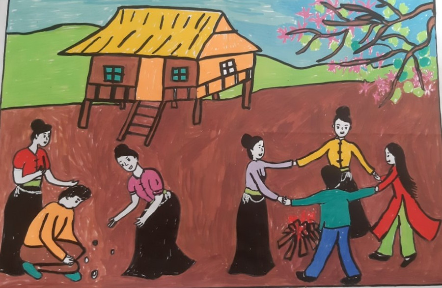 Ngoài vẽ tranh về Chiến thắng Điện Biên Phủ, học sinh còn được thể hiện vẽ tranh về mảnh đất, con người Điện Biên.