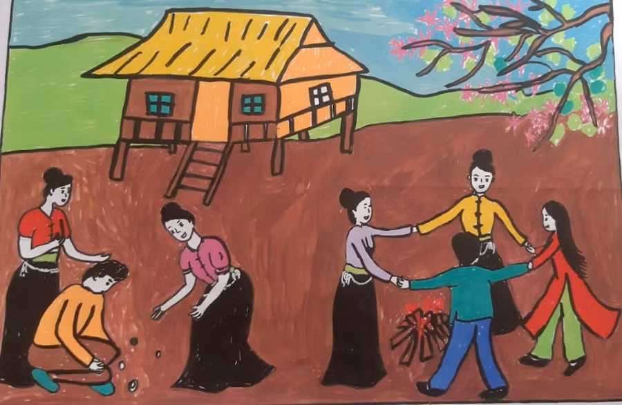 Ngoài vẽ tranh về Chiến thắng Điện Biên Phủ, học sinh còn được thể hiện vẽ tranh về mảnh đất, con người Điện Biên.