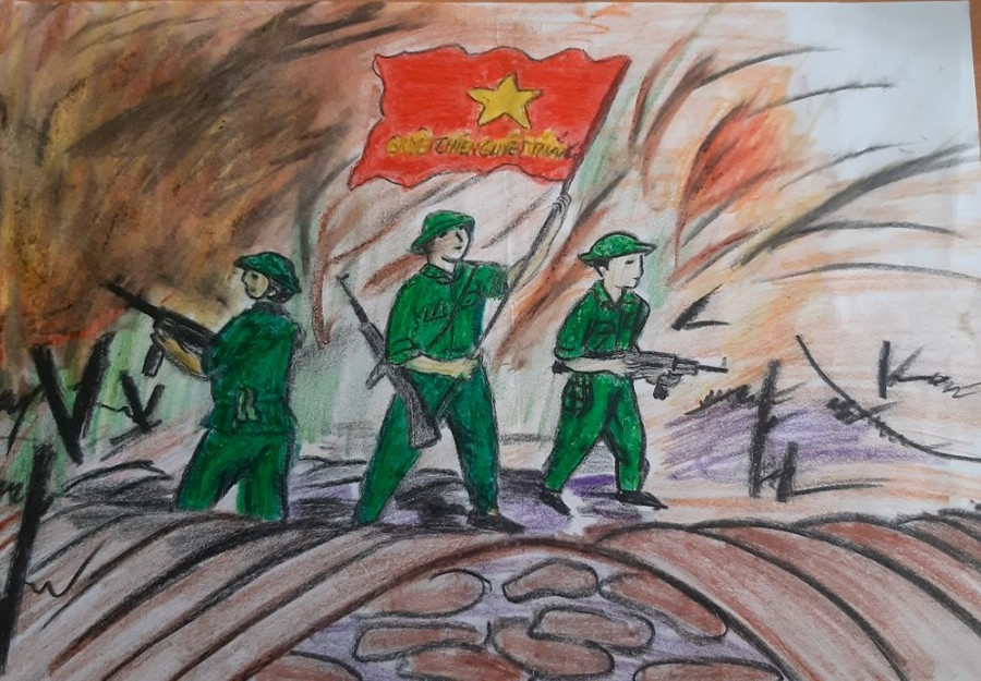Tác phẩm dự thi của học sinh trường Tiểu học Noong Hẹt, huyện Điện Biên.