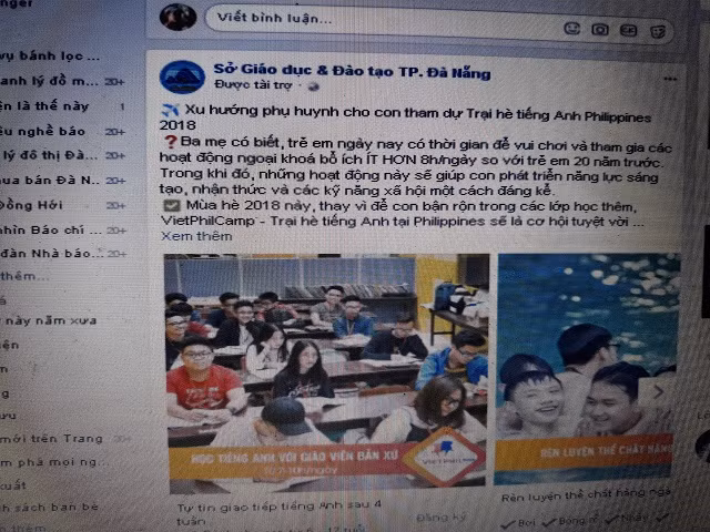 Trang facebook giả mạo Sở GD&ĐT