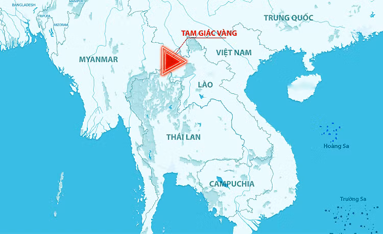 Vị trí Việt Nam với khu Tam Giác Vàng. Đồ họa: Hoàng Khánh.