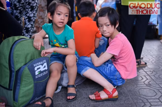 Các cháu nhỏ theo chân bố mẹ, người thân về quê...