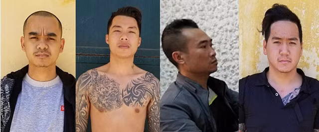 Bốn đối tượng (từ trái sang) gồm: Huy, Dũng, Tuấn và Anh.