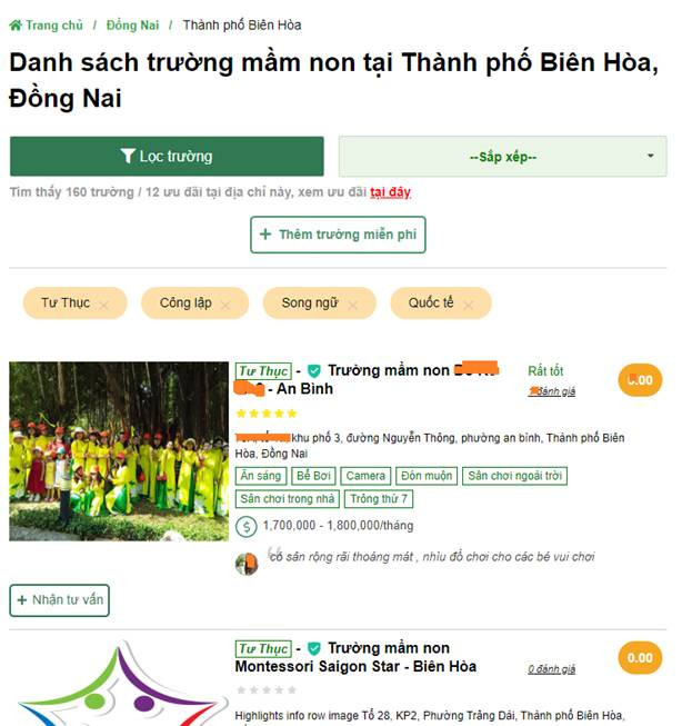 Danh sách trường tại Biên Hòa Danh sách trường tại Biên Hòa