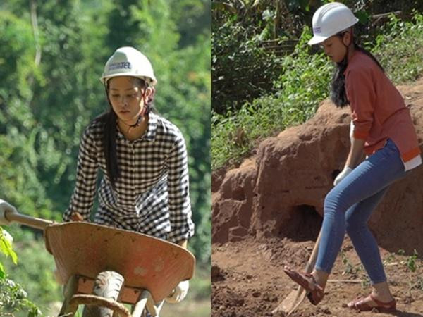 Thực hiện Dự án Nhân ái của mình, Hoa hậu Trần Tiểu Vy cùng các chiến sĩ Đồn Biên phòng Cồn Roàng đào giếng cho bà con Thực hiện Dự án Nhân ái của mình, Hoa hậu Trần Tiểu Vy cùng các chiến sĩ Đồn Biên phòng Cồn Roàng đào giếng cho bà con