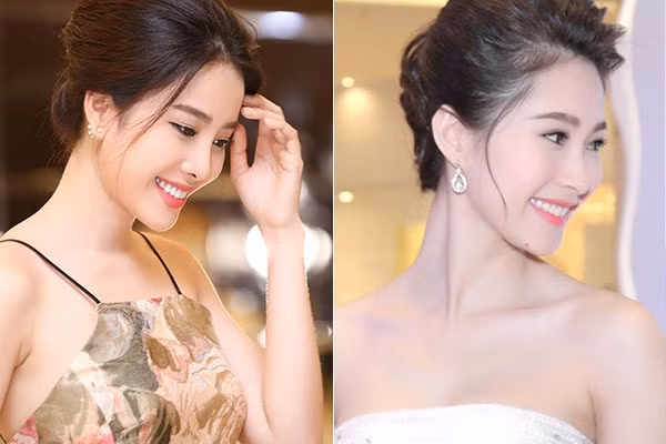 Hoa hậu Việt Nam 2012 Đặng Thu Thảo và hoa khôi Nam Em có những góc mặt giống nhau như hai chị em ruột.