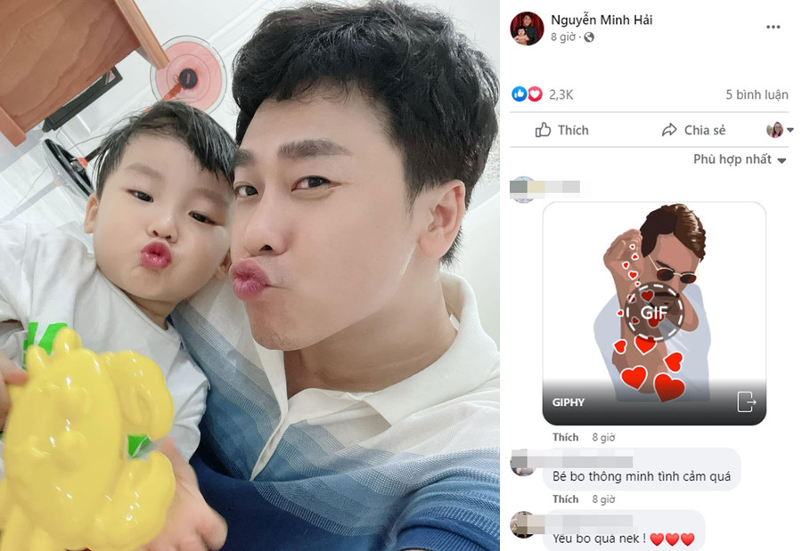 Bức ảnh bên con trai được Minh Hải đăng tải lên trang cá nhân. Bức ảnh bên con trai được Minh Hải đăng tải lên trang cá nhân.