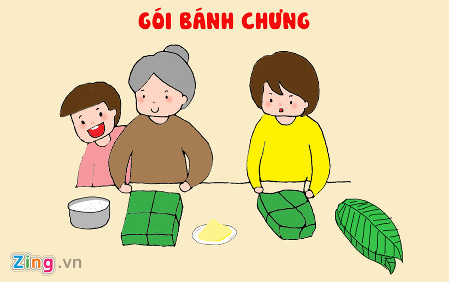 "Thịt mỡ dưa hành câu đối đỏ - Cây nêu tràng pháo bánh chưng xanh" là những món ăn và hình ảnh quen thuộc của ngày Tết cổ truyền. Hẳn có nhiều người khi còn nhỏ hay đòi mẹ gói riêng cho một chiếc bánh chưng nhỏ để luộc mau chín, ăn trước cho đỡ thèm đúng không? 8 hoat dong