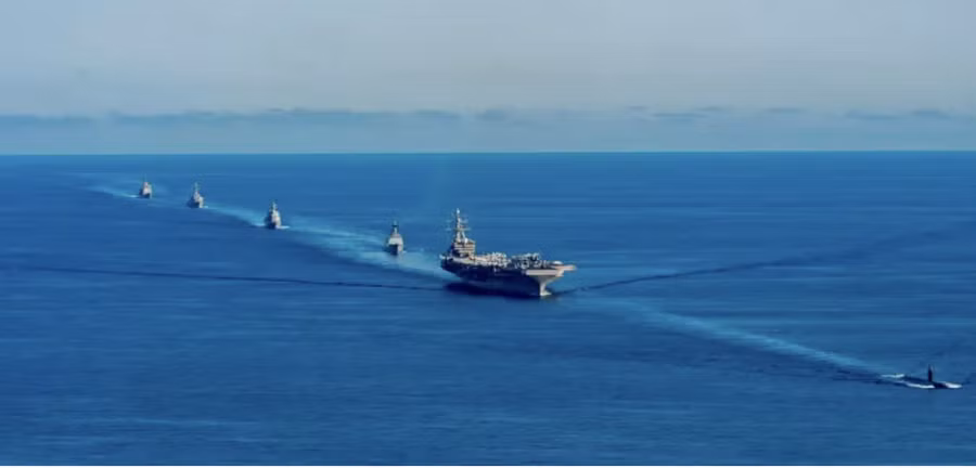 Tàu sân bay của Mỹ được tái triển khai tới vùng biển phía đông Triều Tiên sau cuộc tập trận chung với Hàn Quốc. Ảnh: Associated Press News.