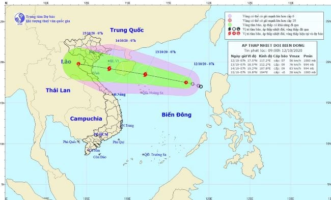 Áp thấp nhiệt đới đã mạnh lên thành bão số 7