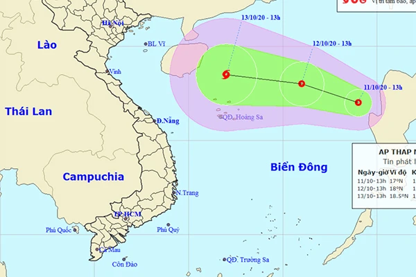 Áp thấp nhiệt đới mới hình thành có khả năng tiếp tục mạnh lên.