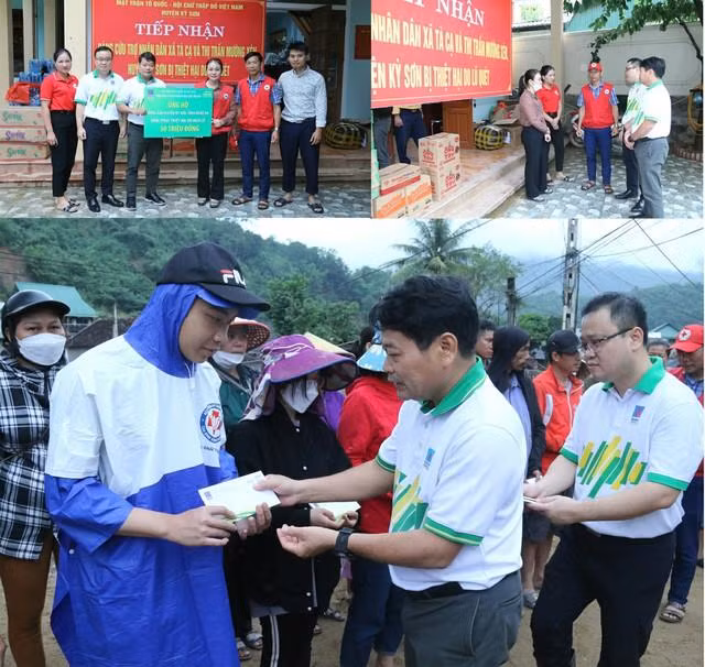 PVFCCo trao kinh phí hỗ trợ, thăm hỏi, trao quà cho các hộ gia đình chịu thiệt hại nặng do lũ quét.