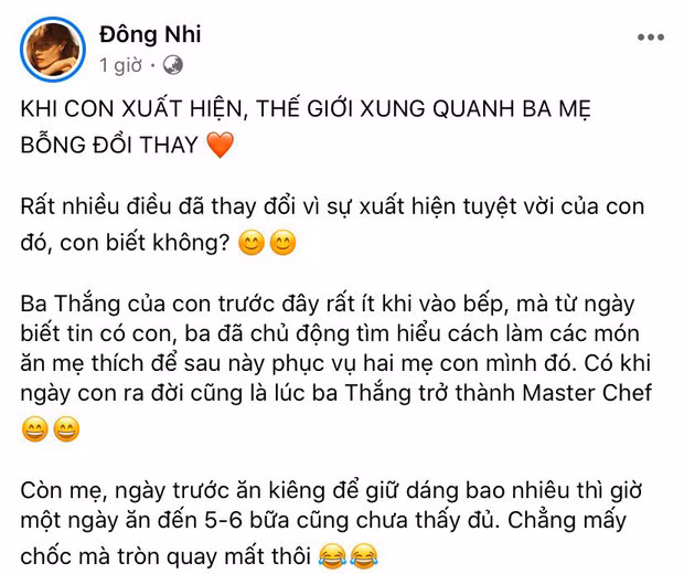 Đông Nhi tiết lộ mang thai, Ông Cao Thắng thường xuyên vào bếp