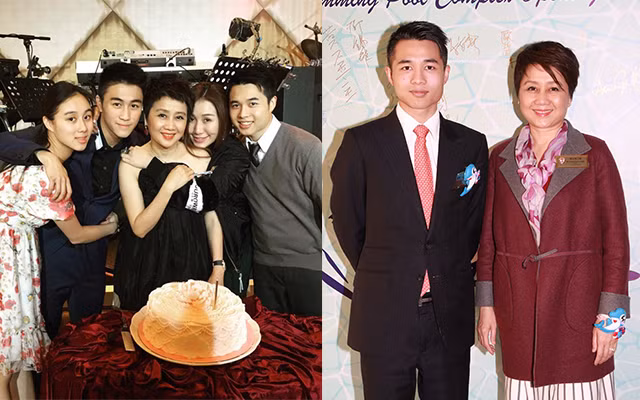 Hà Du Hanh bên mẹ và các anh em ruột.