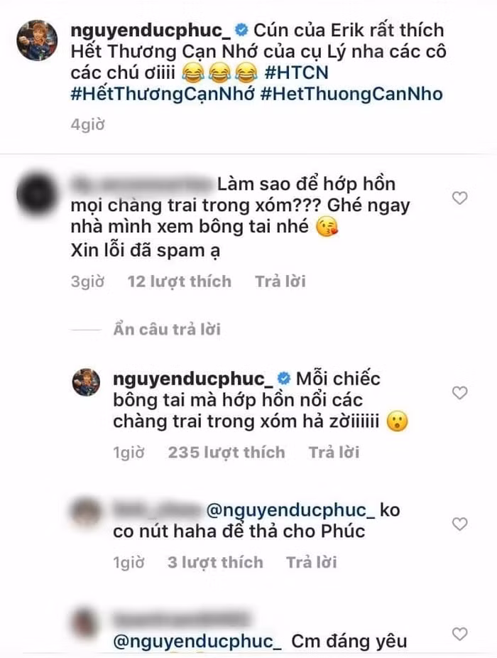 Màn đối đáp của Đức Phúc với comment spam cách đây không lâu.