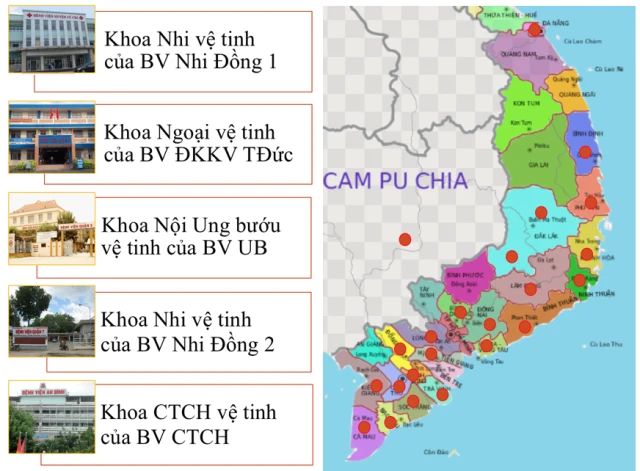 Mạng lưới các bệnh viện vệ tinh và khoa vệ tinh tại các tỉnh thành phía Nam và các bệnh viện quận, huyện của TPHCM.