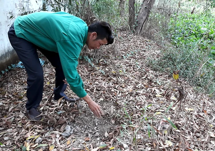 Công nhân nhà máy chỉ nơi chôn cất hơn 300 xác thai nhi trong khuôn viên nhà máy. Ảnh: Hoàng Hạnh.