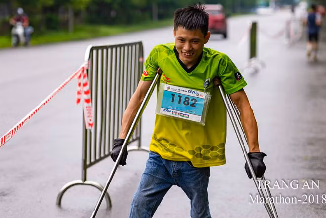 Anh Đang chinh phục thử thách 10 km giải marathon Tràng An 2018. Anh Đang chinh phục thử thách 10 km. Ảnh: Tràng An Marathon.
