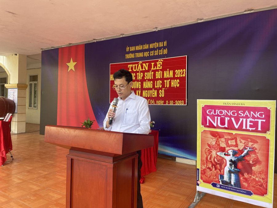 Thầy Chu Quang Hùng - Bí thư chi bộ, Hiệu trưởng Trường THCS Cổ Đô phát động tuần lễ học tập suốt đời năm 2023. Thầy Chu Quang Hùng - Bí thư chi bộ, Hiệu trưởng Trường THCS Cổ Đô phát động tuần lễ học tập suốt đời năm 2023.