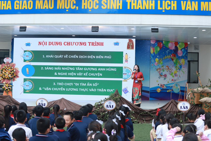 Học sinh hào hứng tham gia trả lời câu hỏi của diễn giả về các nhân vật, hiện vật của chiến dịch Điện Biên Phủ cách đây tròn 70 năm. Học sinh hào hứng tham gia trả lời câu hỏi của diễn giả về các nhân vật, hiện vật của chiến dịch Điện Biên Phủ cách đây tròn 70 năm.