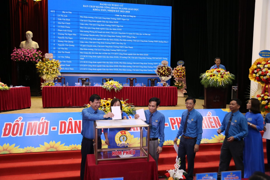 Đại hội bầu BCH Công đoàn ngành Giáo dục nhiệm kỳ 2023-2028. (Ảnh: NT). Đại hội bầu BCH Công đoàn ngành Giáo dục nhiệm kỳ 2023-2028. (Ảnh: NT).