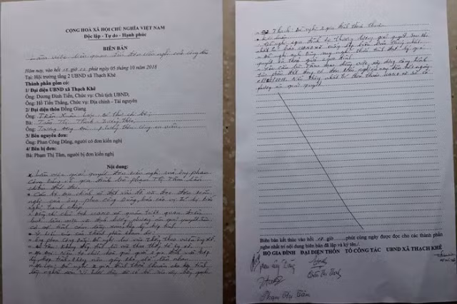 UBND xã Thạch Khê ra văn bản yêu cầu gia đình bà Tâm dừng thi công nhưng công trình sau đó vẫn được hoàn thành.