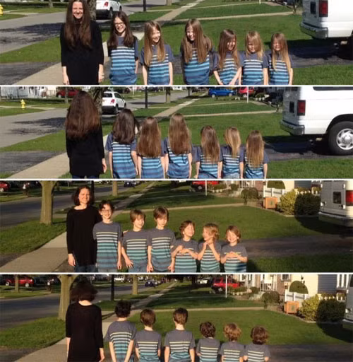 Phoebe Kannisto cùng 6 con trai.&nbsp;