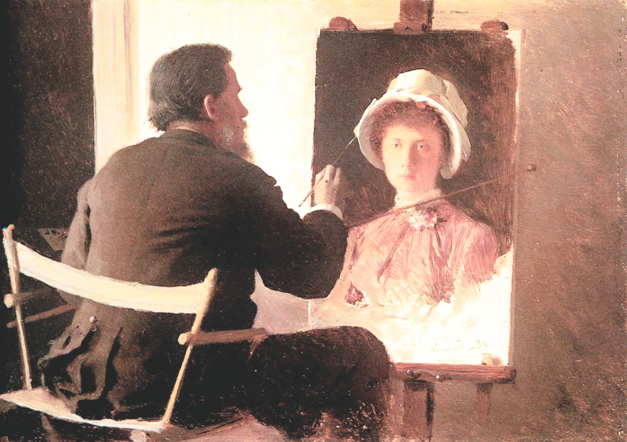 Họa sĩ Ivan Kramskoy vẽ con gái. Họa sĩ Ivan Kramskoy vẽ con gái.