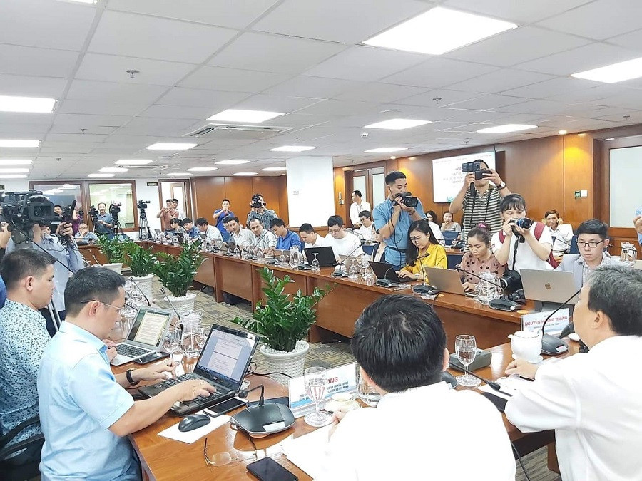 Quang cảnh buổi họp báo về vụ việc nhân viên Trung tâm hỗ trợ xã hội TP.HCM dâm ô trẻ em