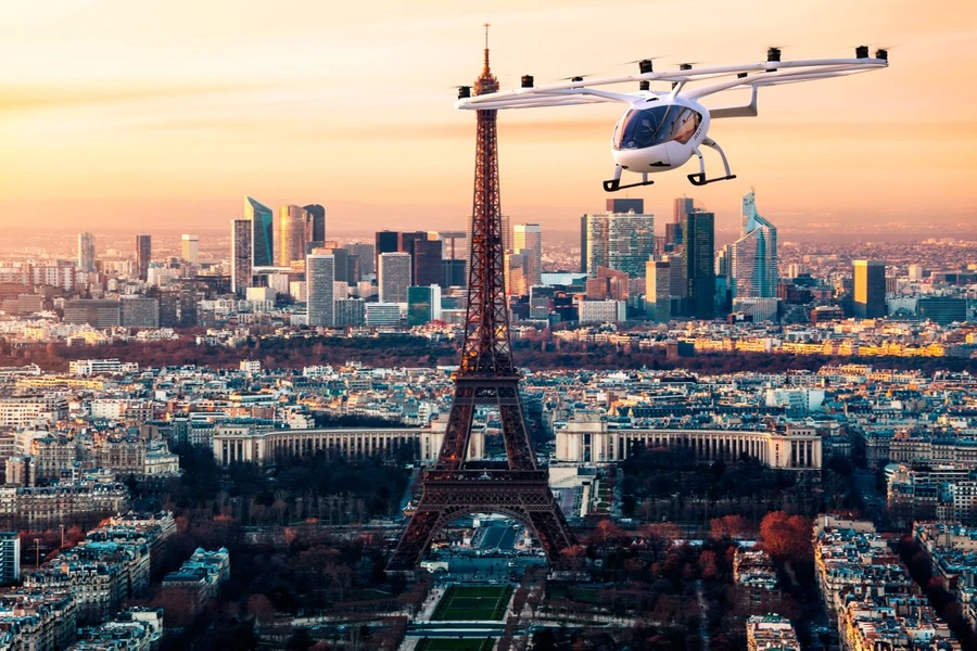 VoloCity do công ty Volocopter của Đức sản xuất được thiết kế để cất cánh và hạ cánh thẳng đứng giống máy bay không người lái (VTOL). (Ảnh: Volocopter)