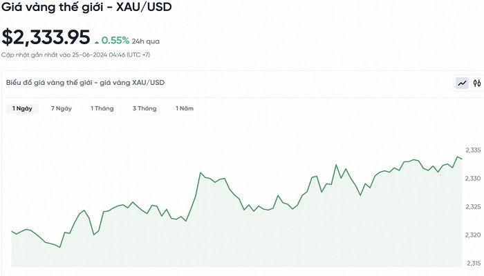 Biểu đồ biến động giá vàng trong 24 giờ qua Biểu đồ biến động giá vàng trong 24 giờ qua