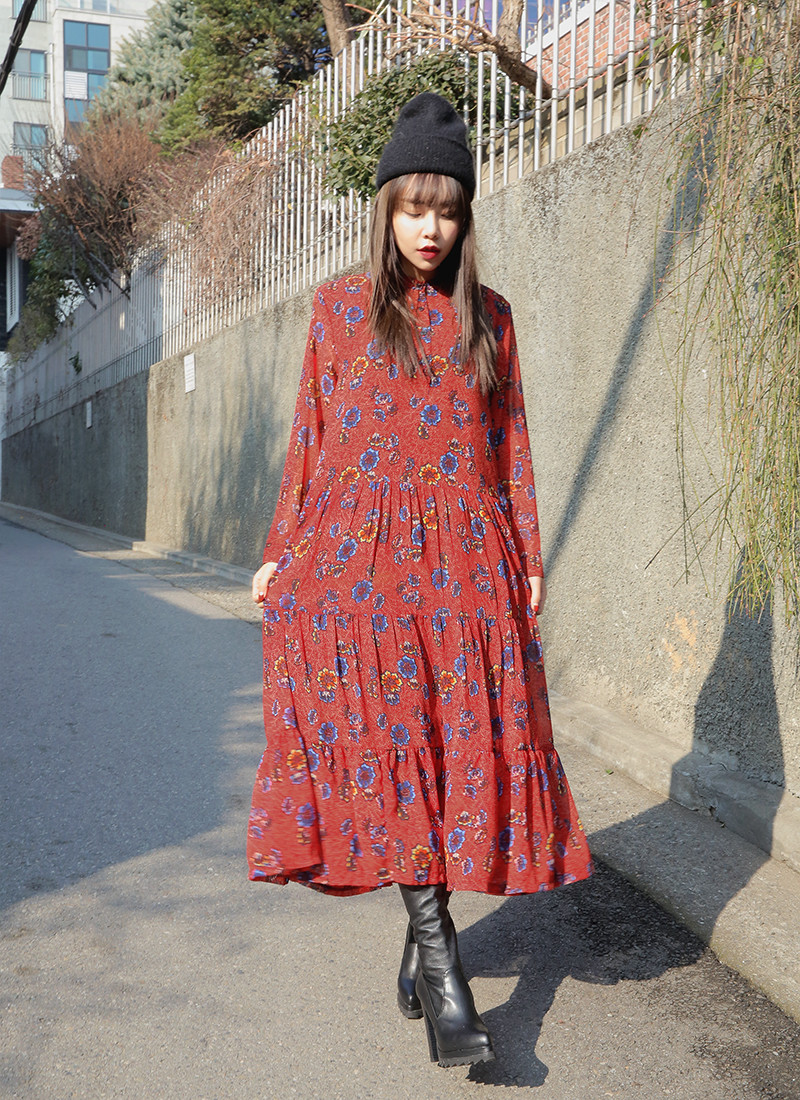 Giới trẻ Hàn mê mẩn váy midi vintage ảnh 7 Giới trẻ Hàn mê mẩn váy midi vintage