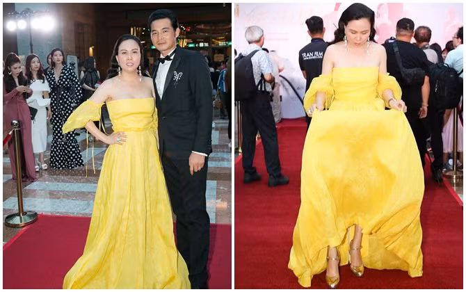 Chiếc đầm dạ hội màu vàng này có giá gần 4.000 USD (tương đương hơn 90 triệu đồng) khi mặc trên người Phượng Chanel lại trông luộm thuộm đến thế này? Giới mộ điệu thời trang quả thực không biết nên trách người mặc hay trách hãng nữa đây...
