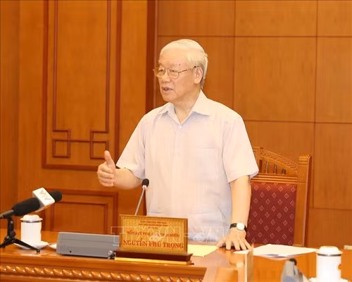 Tổng Bí thư, Chủ tịch nước Nguyễn Phú Trọng phát biểu tại cuộc họp - Ảnh: TTXVN.