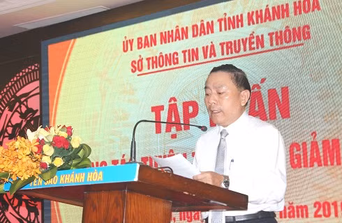 Ông Phạm Duy Lộc - Giám đốc Sở Thông tin và Truyền thông Khánh Hòa phát biểu tại lớp tập huấn.