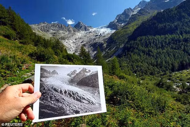 Tấm hình về dòng sông băng Trient Glacier năm 1891 - 8/2019.